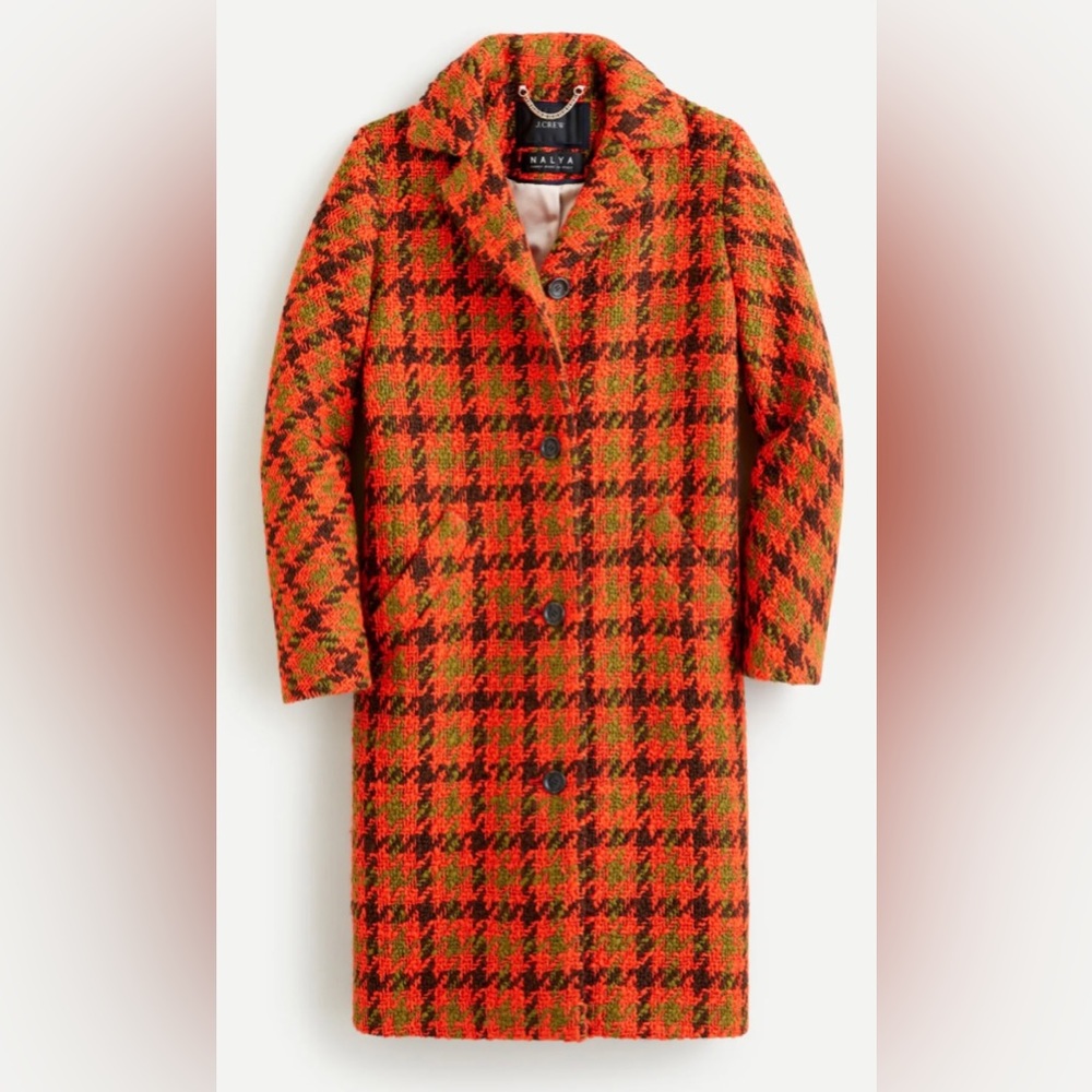 J Crew Car Coat Houndstooth Fall Colors XXS - New